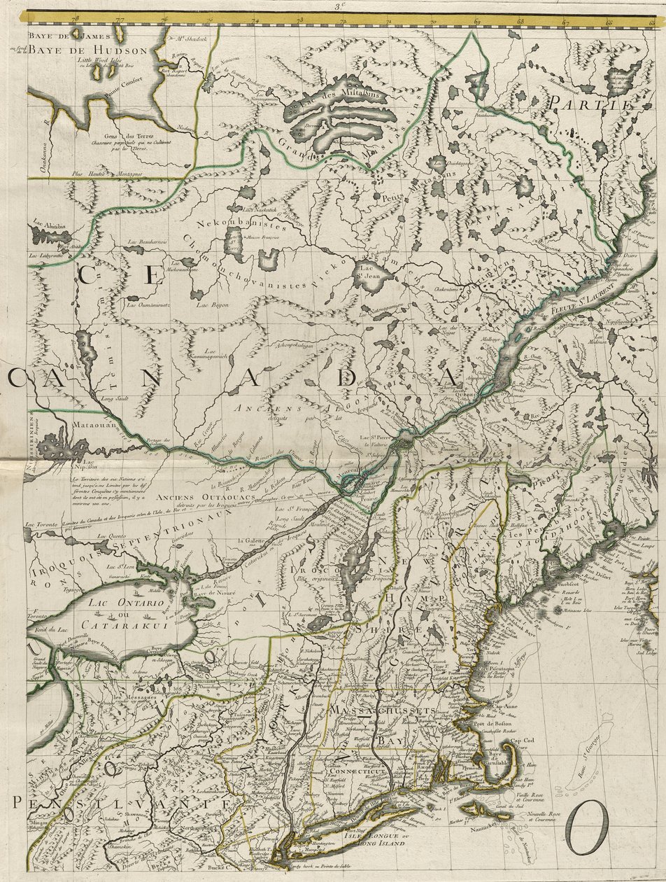 Carte des dominions britanniques et français en Amérique, 1756 - John Mitchell