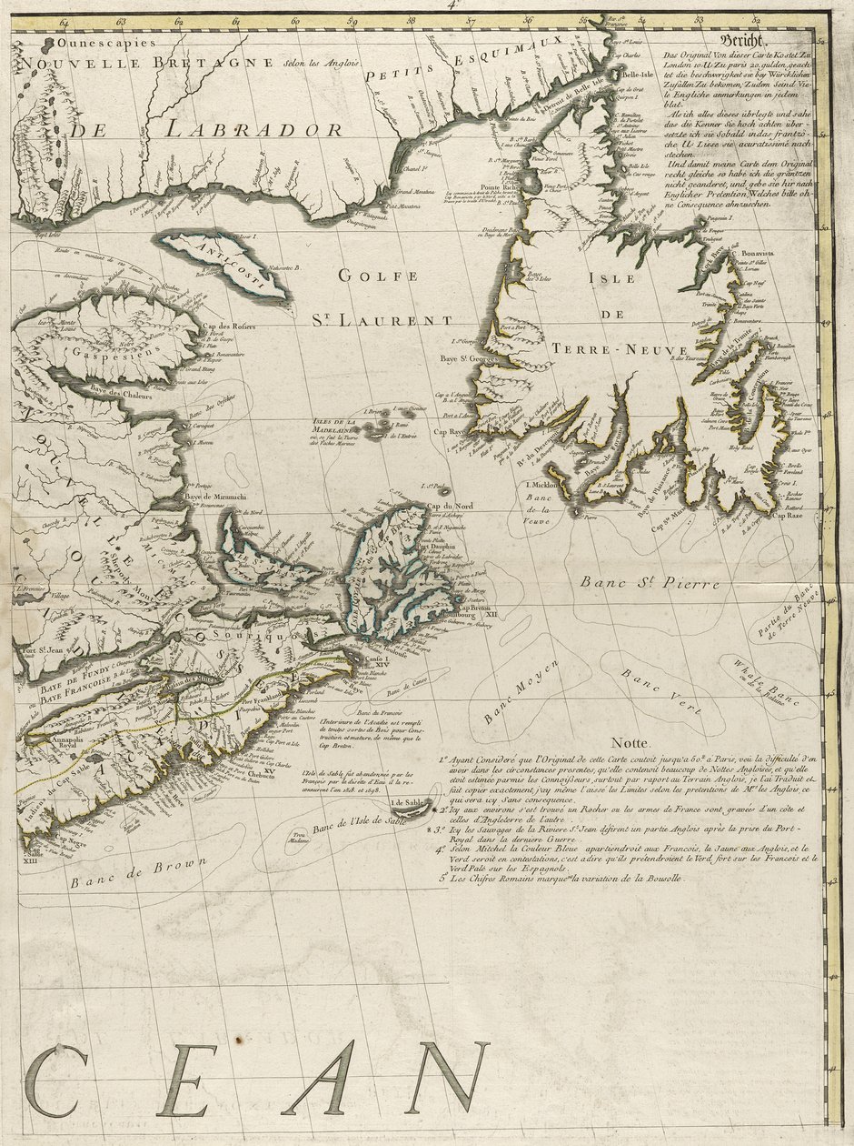 Carte des dominions britanniques et français en Amérique, 1756 - John Mitchell