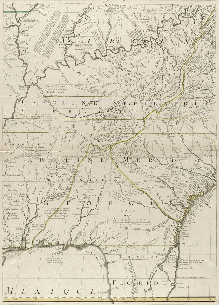 Carte des dominions britanniques et français en Amérique, 1756 - John Mitchell