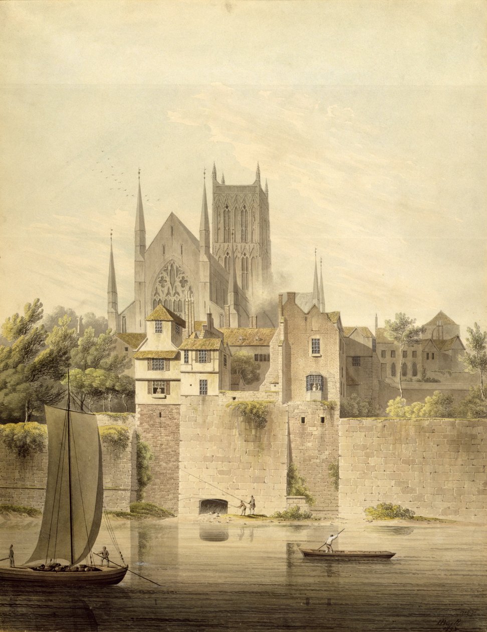 Vue ouest de la cathédrale de Worcester, 1798 - John Powell