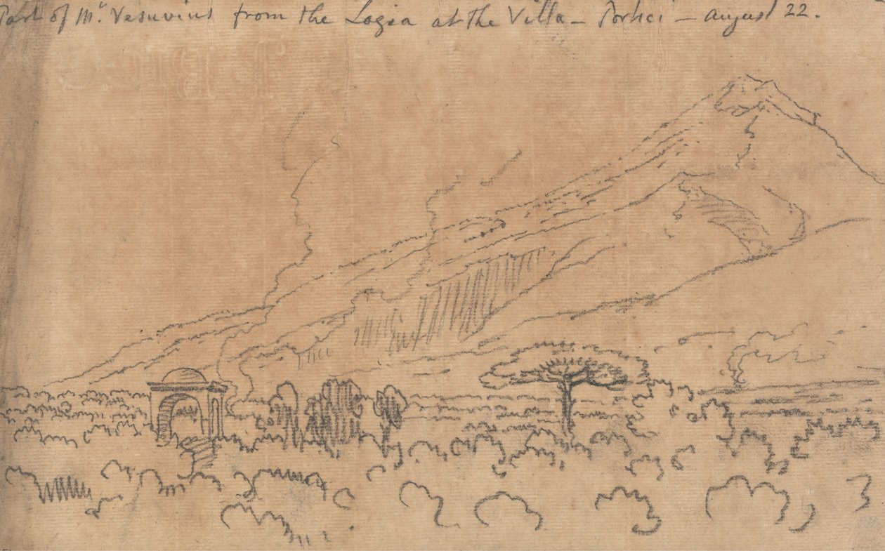 Partie du Vésuve depuis la loggia de la villa, Portici, 22 août - John Robert Cozens