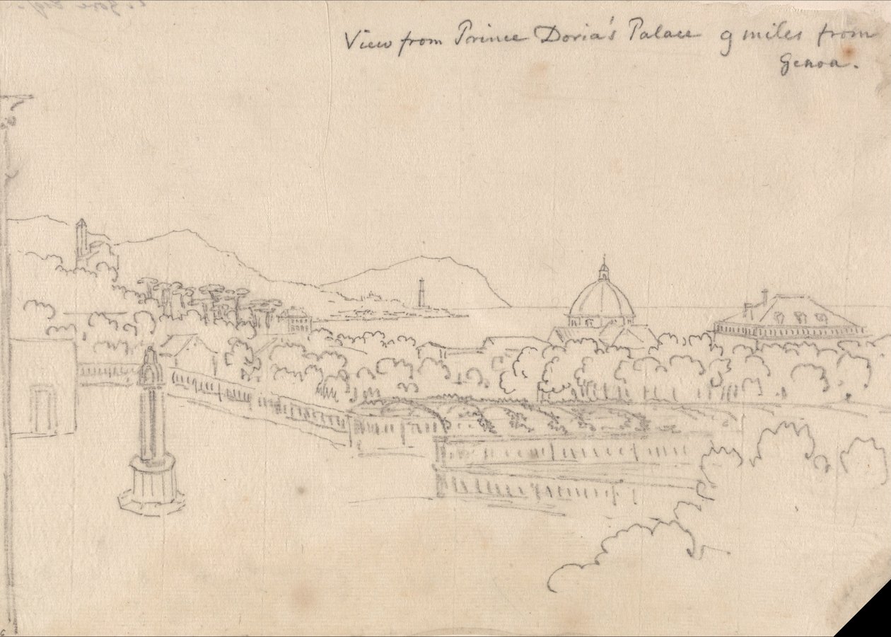 Vue depuis le palais du prince Doria, à 9 miles de Gênes - John Robert Cozens