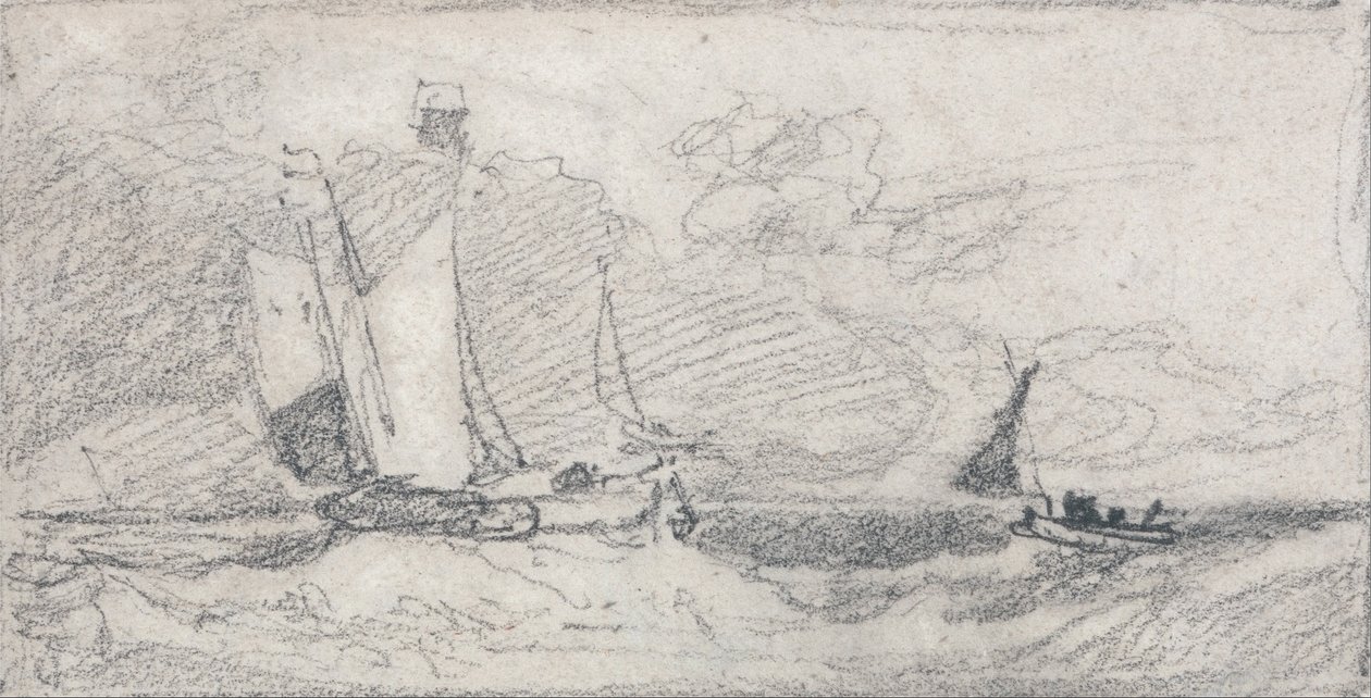 Voiliers et bateaux dans une mer agitée - John Sell Cotman