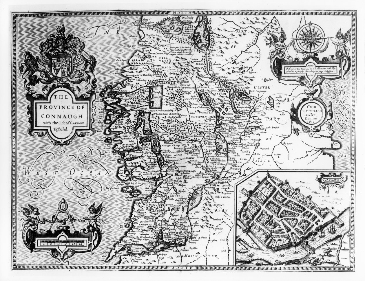 La Province de Connaught avec la Ville de Galway, gravée par Jodocus Hondius, de 