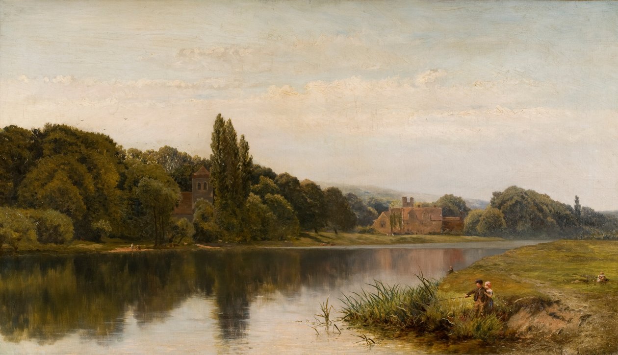 Été sur la Tamise, église et abbaye de Bisham, c.1875 - John Surtees