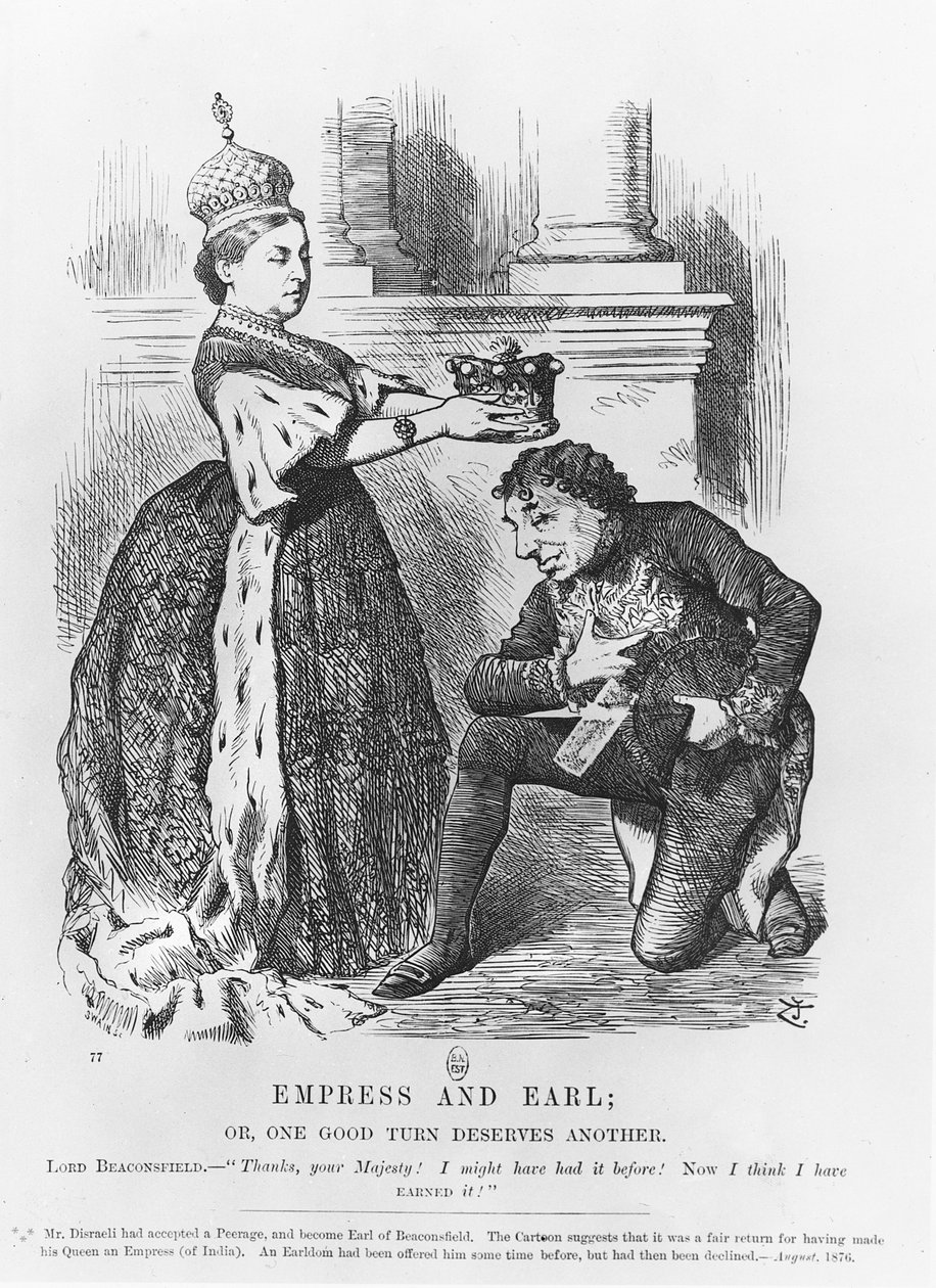 Disraeli anobli par la reine Victoria en 1876 - John Tenniel