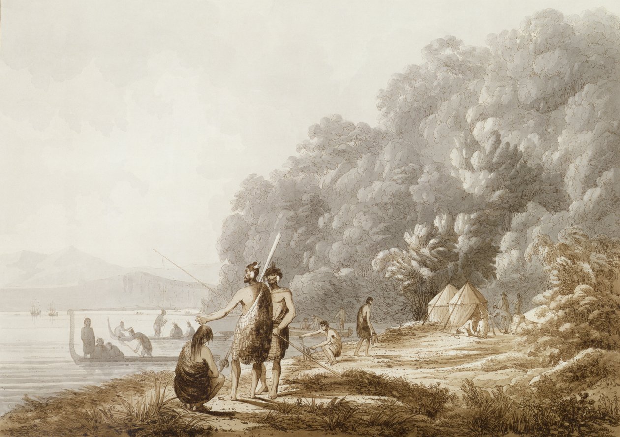 Vue dans le détroit de la Reine-Charlotte, Nouvelle-Zélande, de 