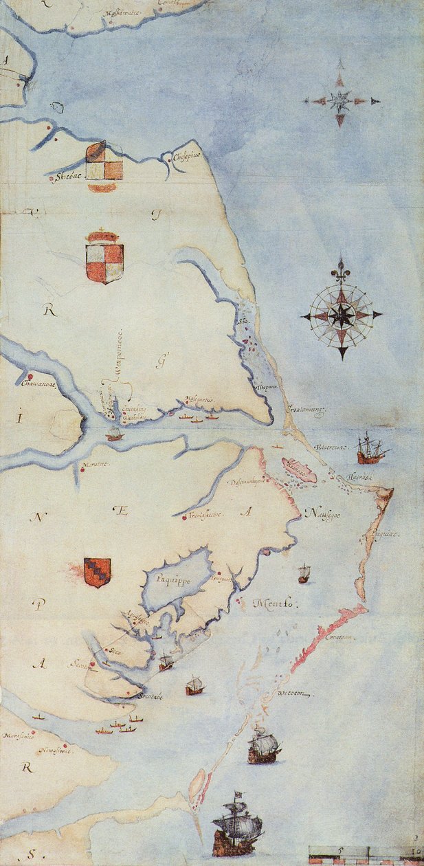 Carte de la Virginie de Raleigh (lithographie) - John White