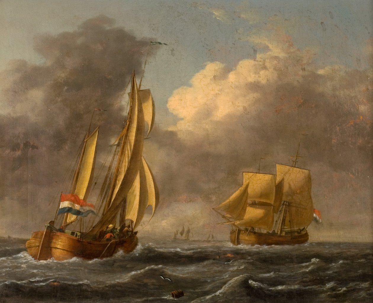 Galliots néerlandais au large de la côte - John Wilson Carmichael
