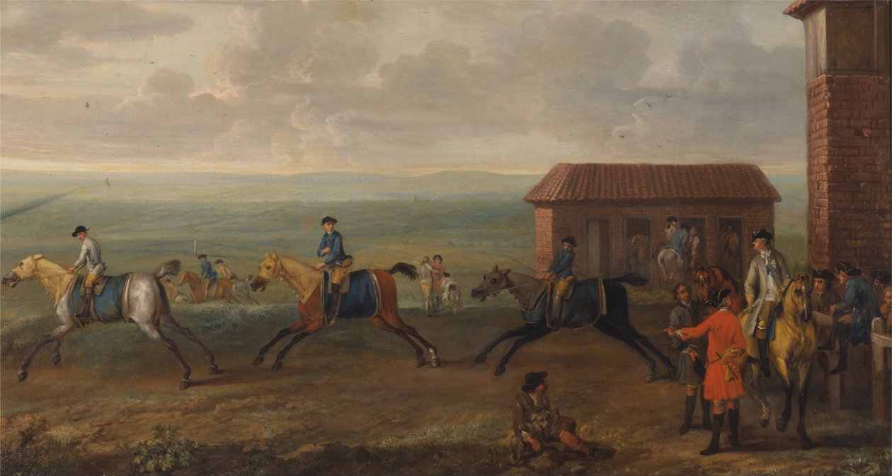 Lord Portmore regardant des chevaux de course à l