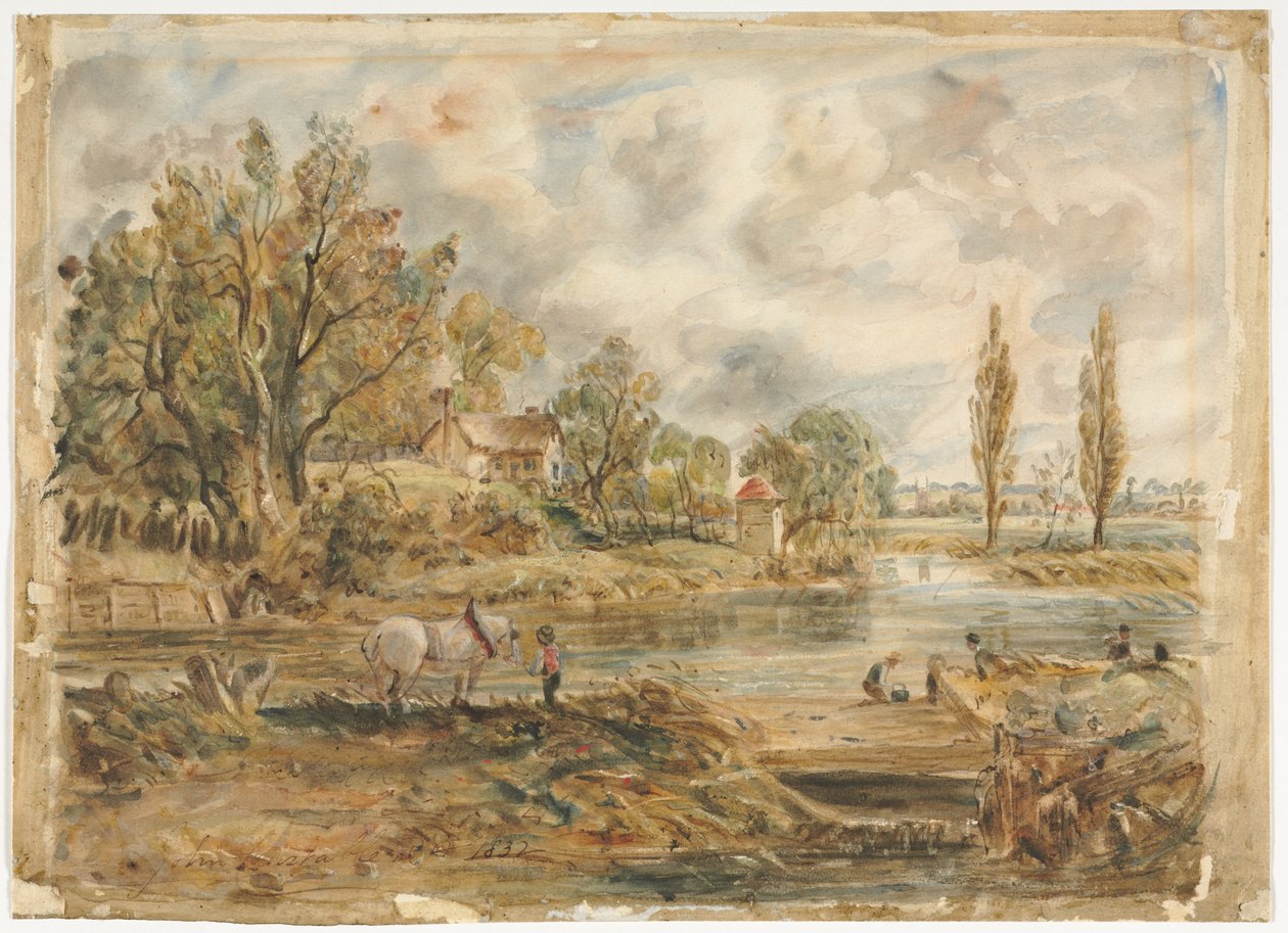 Le cheval blanc (aquarelle) - John (after) Constable