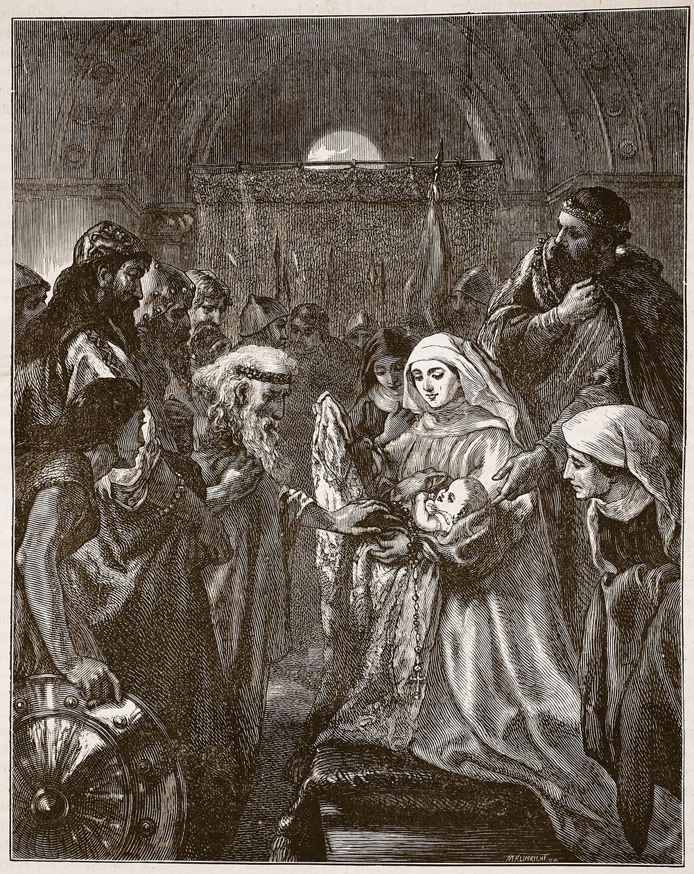 Édouard présentant son fils nouveau-né aux Gallois, illustration de 