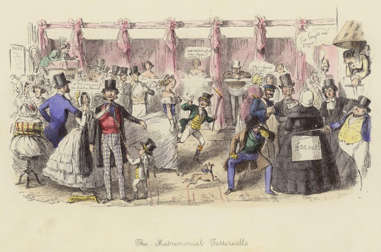The Matrimonial Tattersalls (gravure en couleur) - John (after) Leech