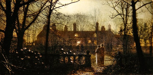 Scène au clair de lune avec deux personnages - John Atkinson Grimshaw