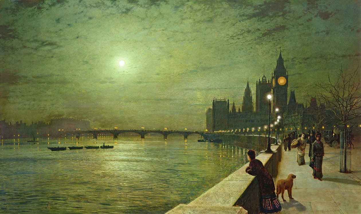 Réflexions sur la Tamise, Westminster - John Atkinson Grimshaw
