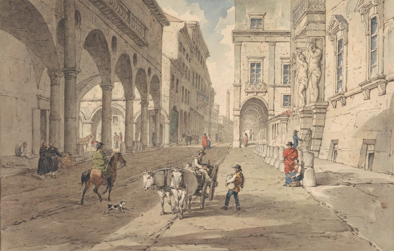 Bologne, Vue dans la Strada Maggiore - John Augustus Atkinson