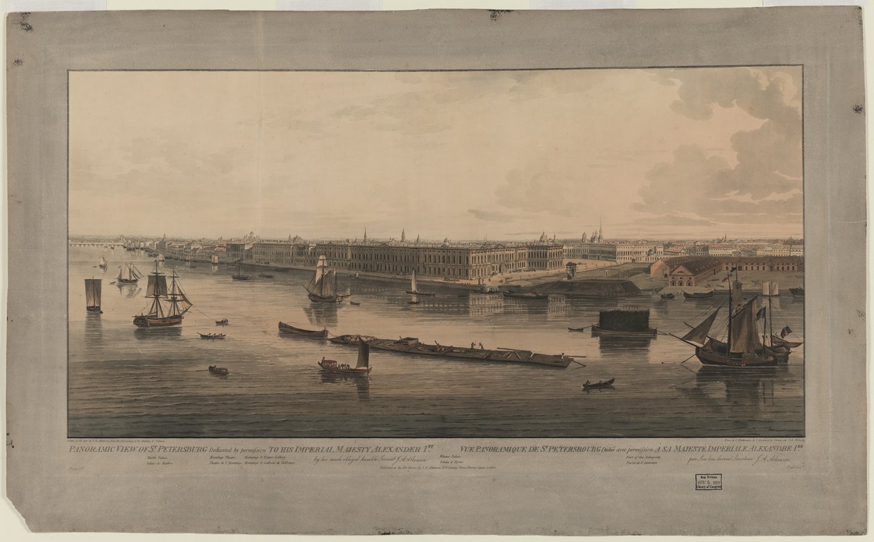 Vue panoramique de Saint-Pétersbourg, entre 1805 et 1807 - John Augustus Atkinson