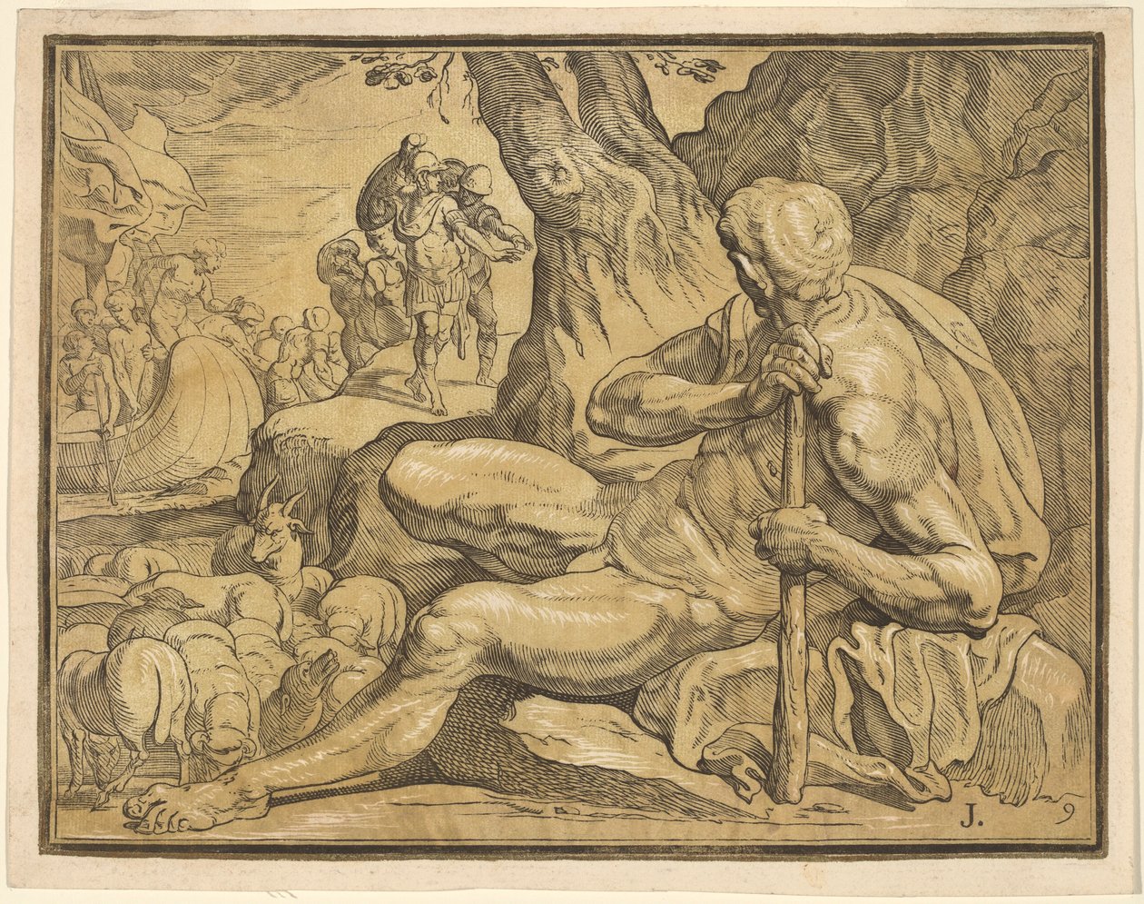 Ulysse et Polyphème - John Baptist Jackson, after Francesco Primaticcio