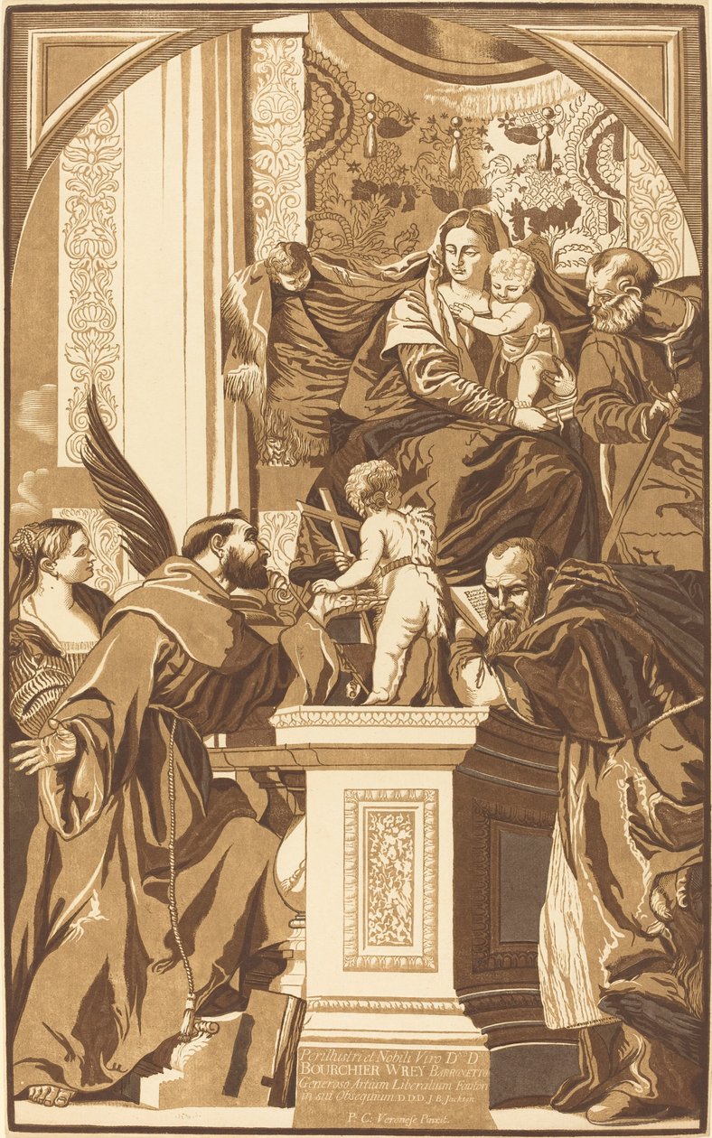 Sainte Famille et Quatre Saints - John Baptist Jackson after Veronese
