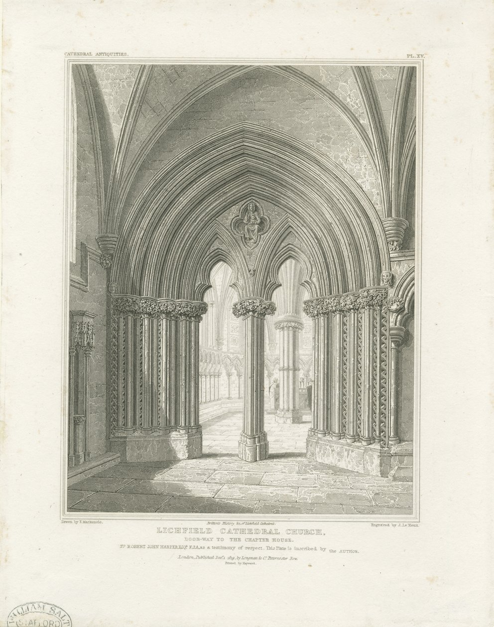 Intérieur de la cathédrale de Lichfield - Porte de la salle capitulaire - John Britton