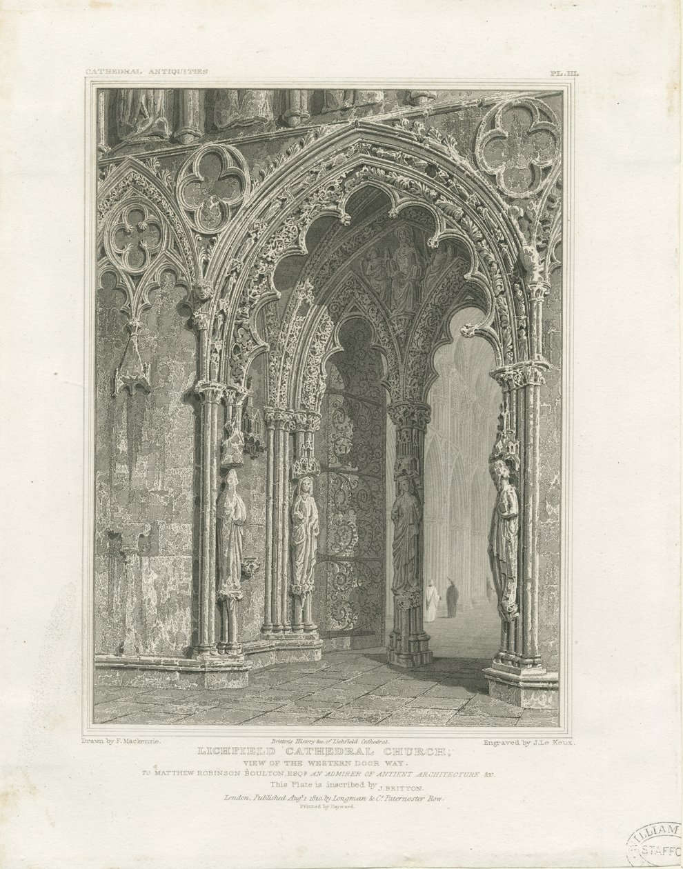 Cathédrale de Lichfield - Porte ouest - John Britton