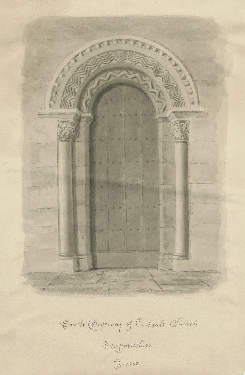 Église de Codsall - Porte sud - John Buckler