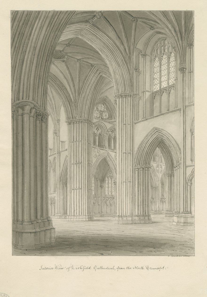 Intérieur de la cathédrale de Lichfield - Croisée du transept nord - John Buckler