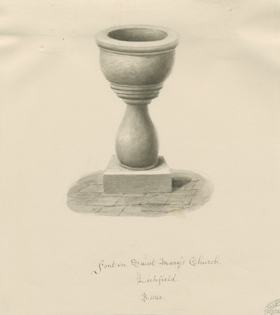 Lichfield - Fonts baptismaux dans l