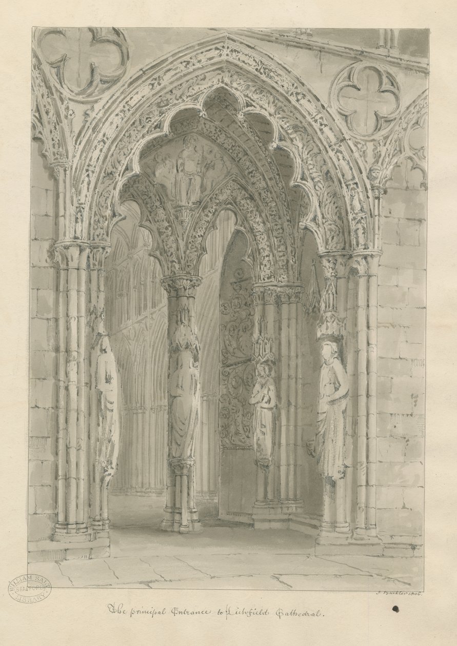 Cathédrale de Lichfield - Porte ouest - John Buckler
