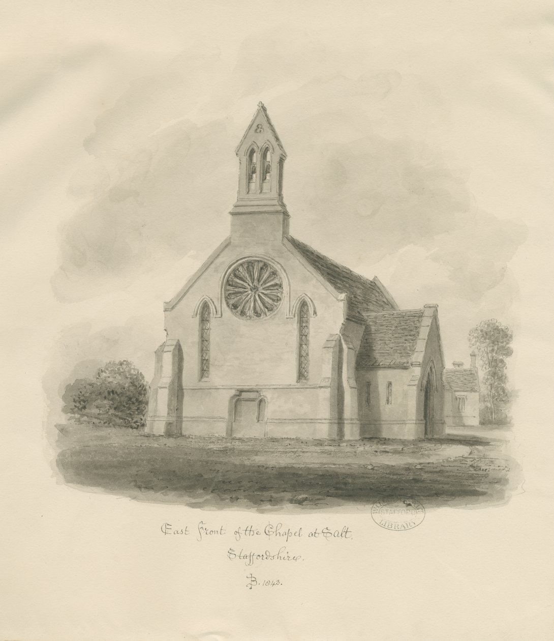 Stafford - Chapelle de Salt [St. James] : dessin sépia - John Buckler