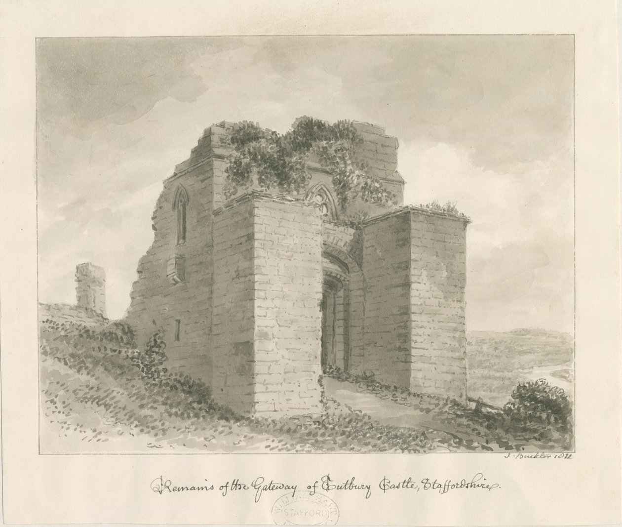 Château de Tutbury - Restes de la Porte - John Buckler
