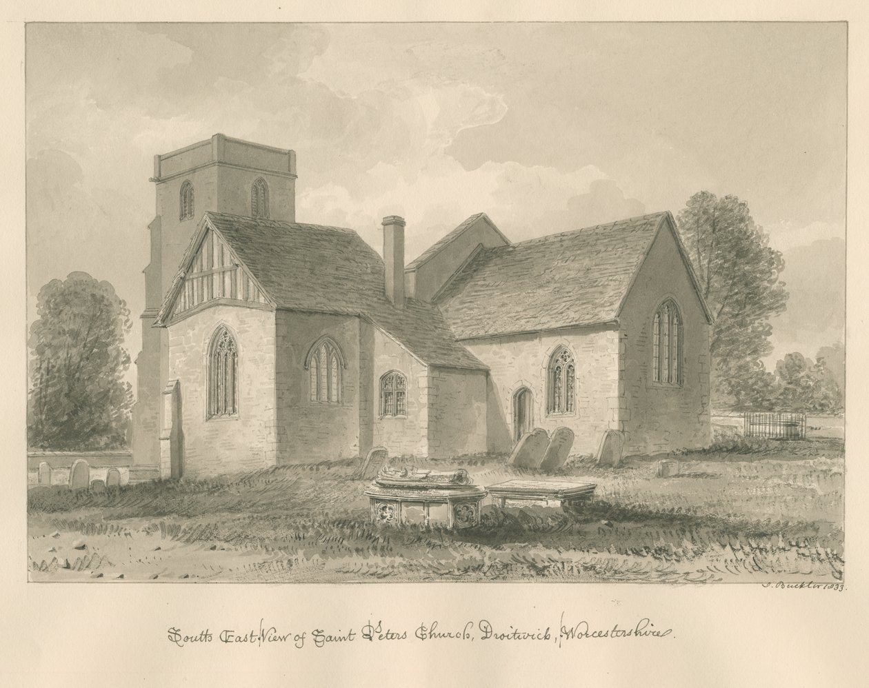 Worcestershire - Droitwich - Église Saint Peter, 1833 - John Buckler