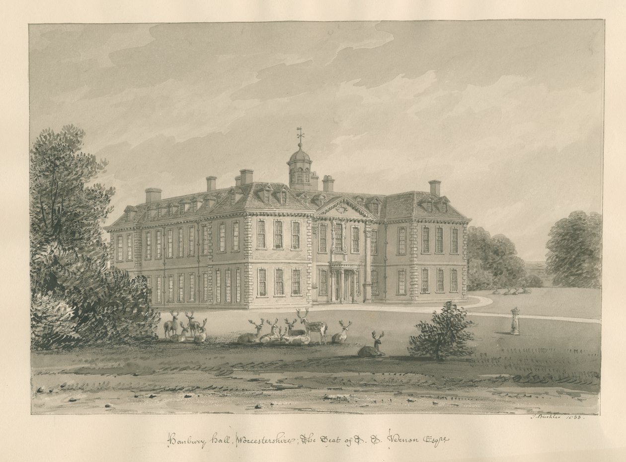 Worcestershire - Hanbury Hall, 1833 - John Buckler