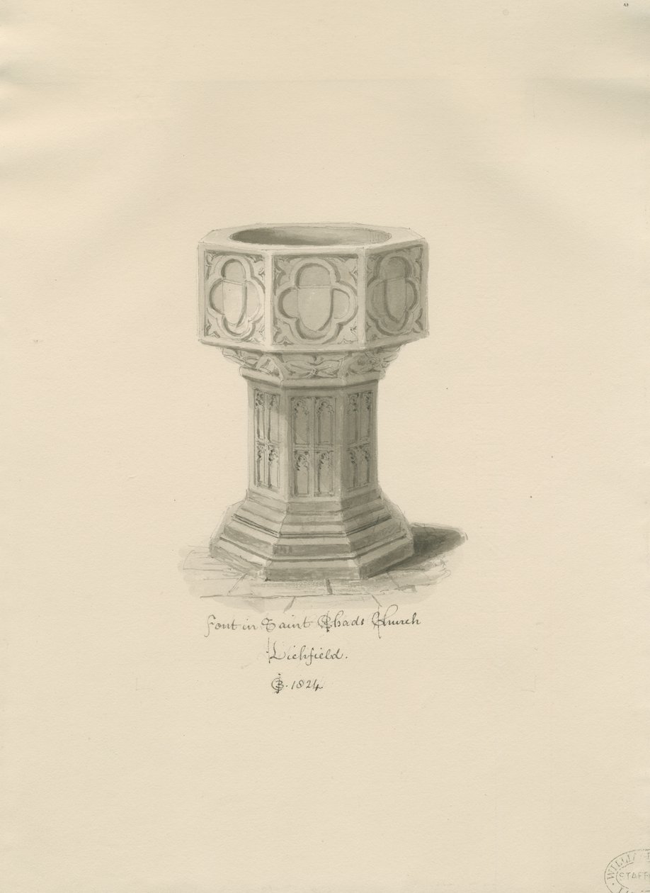 Lichfield - Fonts baptismaux dans l