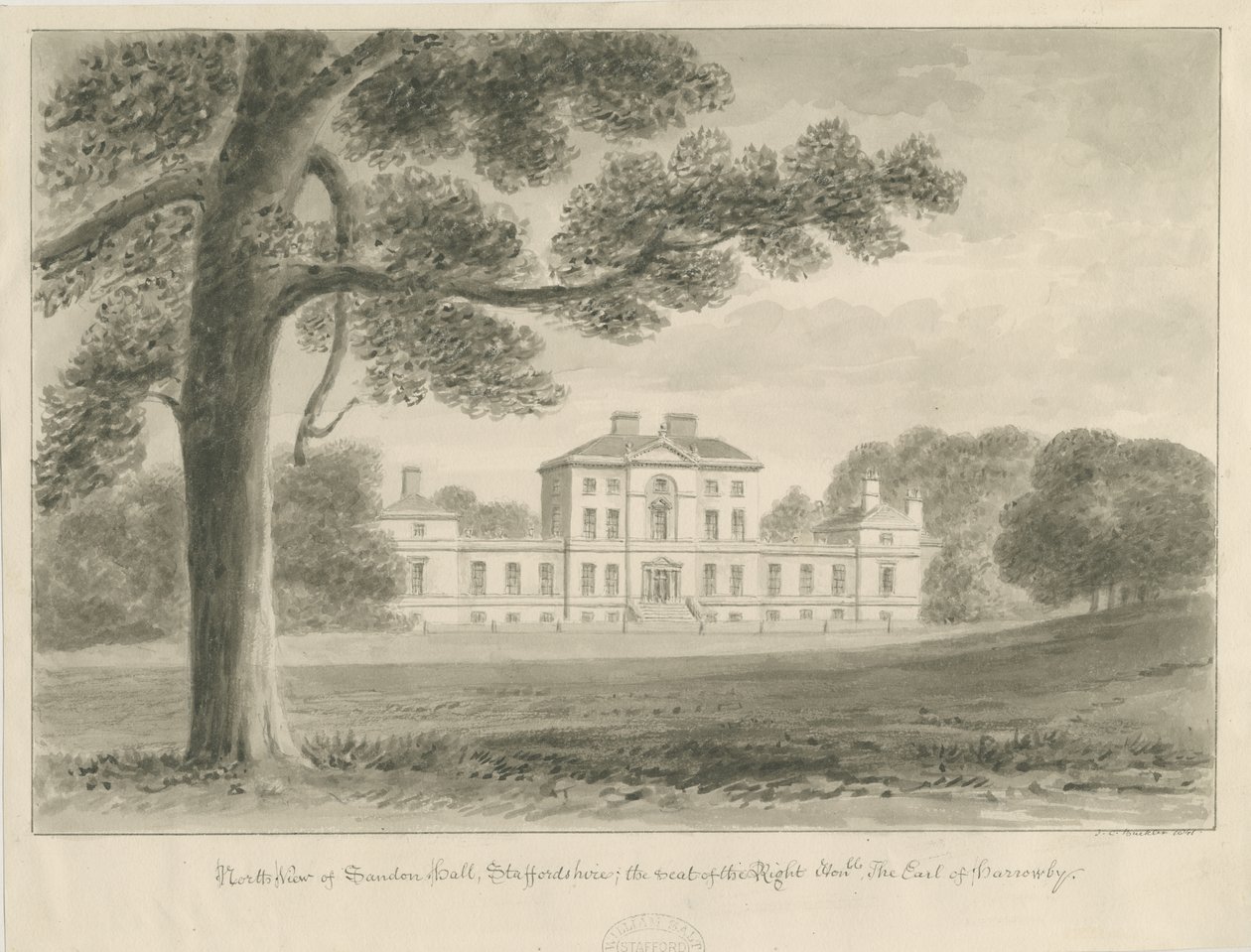 Sandon Hall - John Chessell Buckler