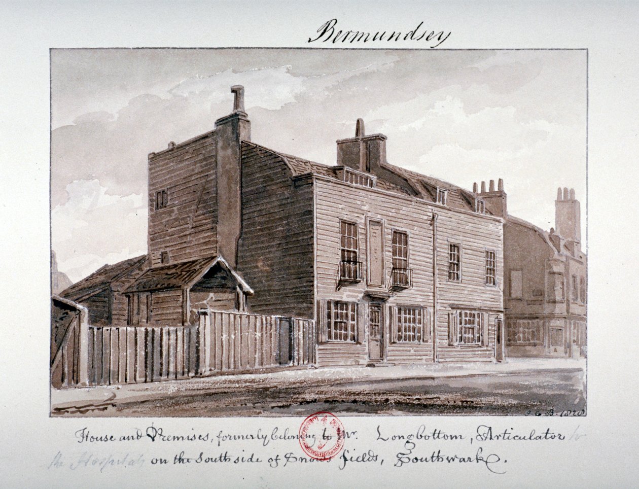 Vue des maisons du côté sud de Snowsfields, Bermondsey, Londres - John Chessell Buckler