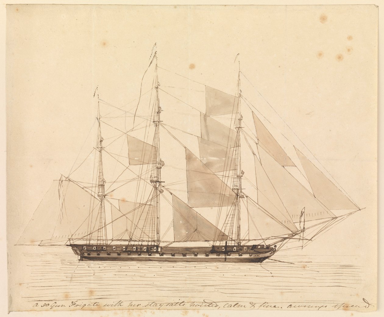 Frégate de 50 canons avec ses voiles d