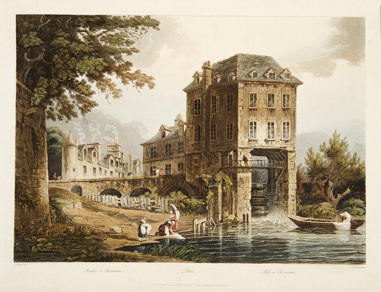 Moulin à Charenton, illustration de Versailles, Paris et Saint Denis, pub. 1807 - John Claude after Nattes