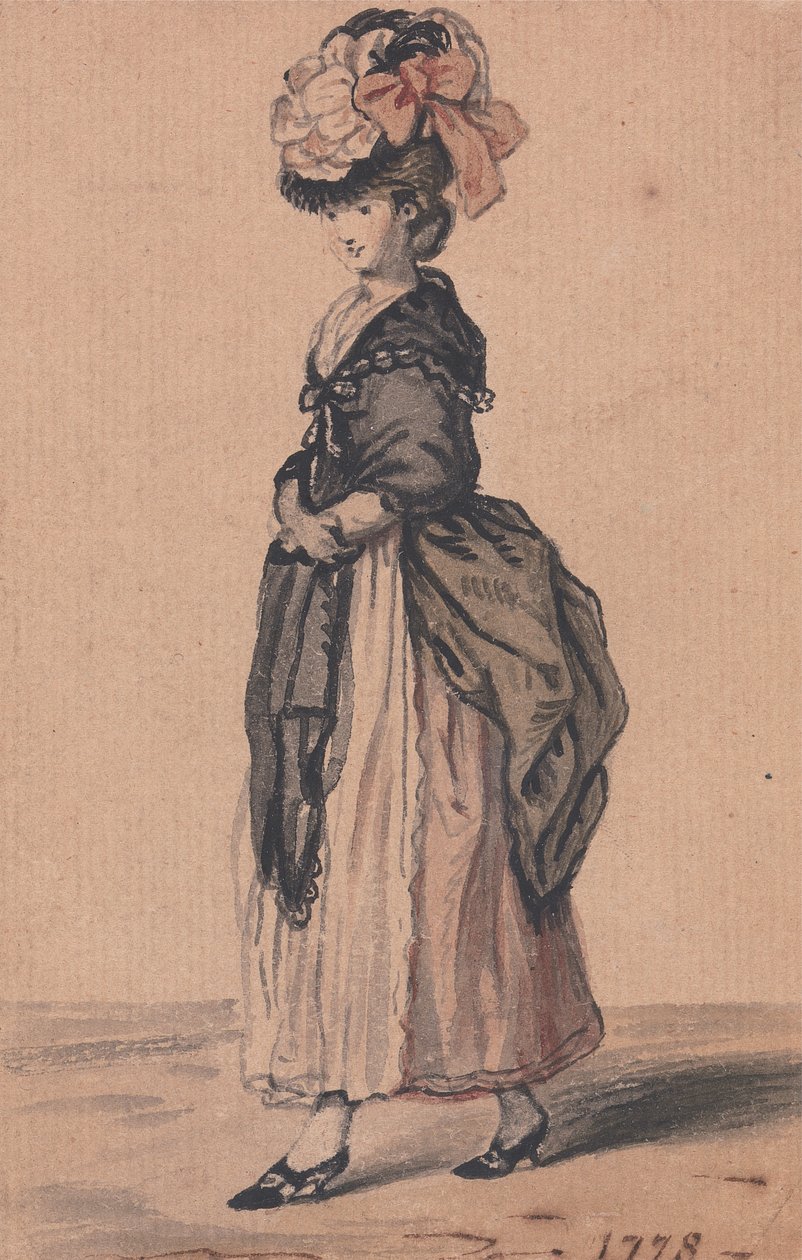 Une dame de mode avec un châle noir et des chaussures noires - John Collet
