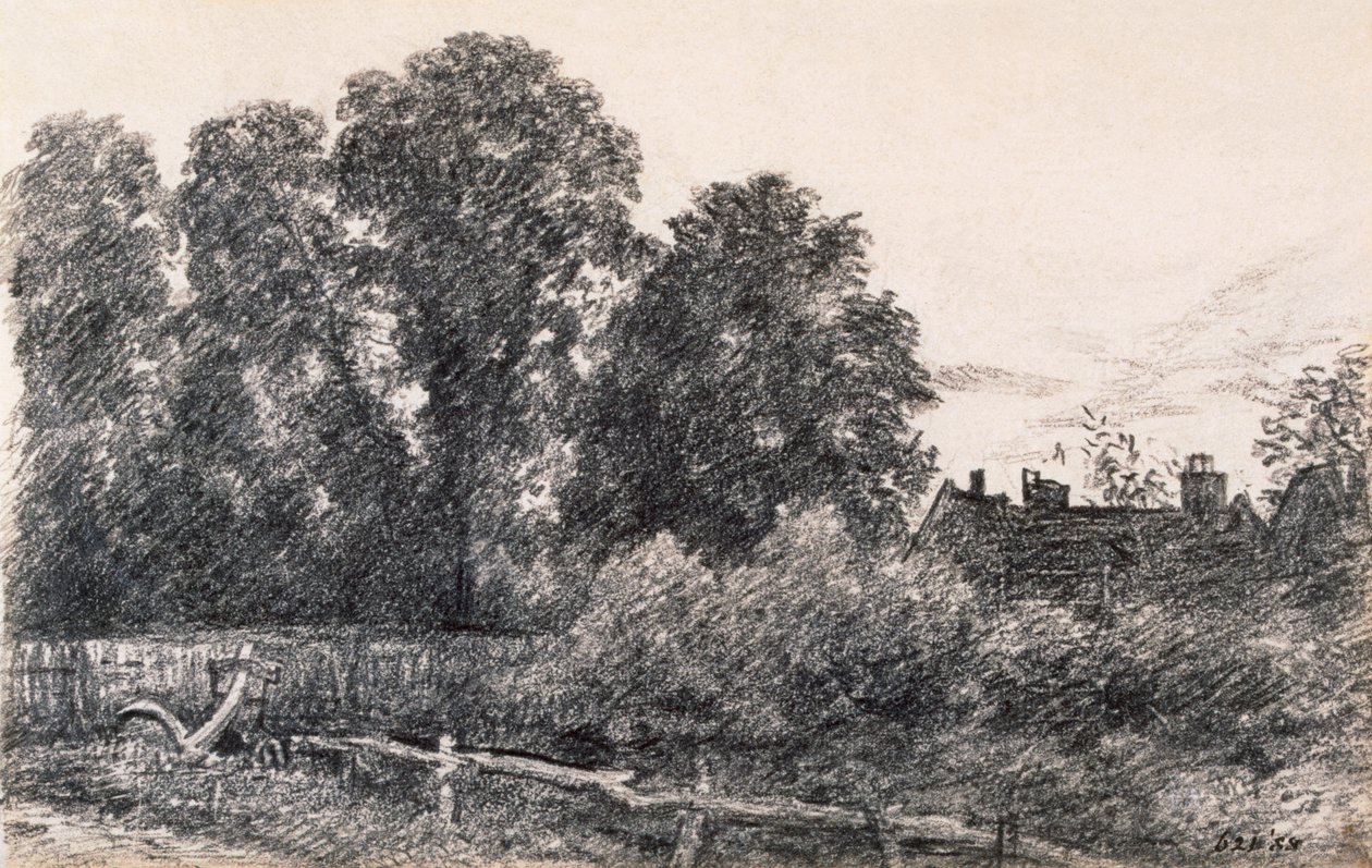 Paysage avec des ormes et une maison - John Constable