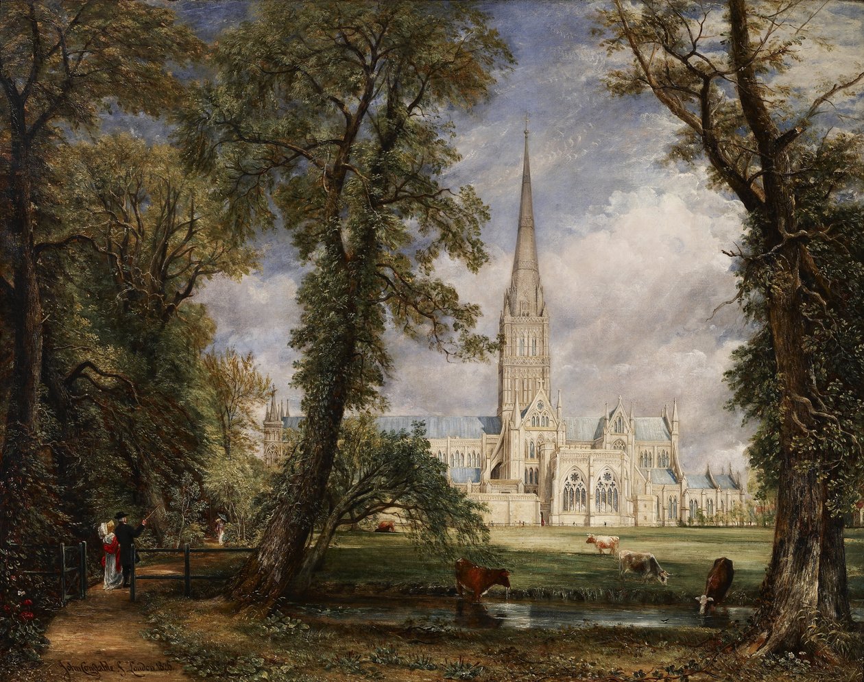 La cathédrale de Salisbury vue du jardin de l
