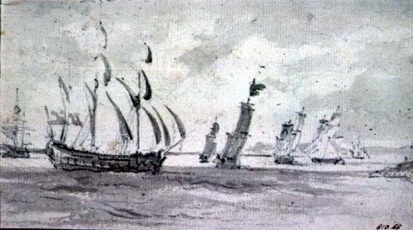 Navires par vent frais sur la Tamise ou la Medway - John Constable
