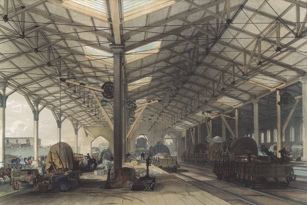Hangar à marchandises, Bristol, Great Western Railway, 1846 - John Cooke Bourne