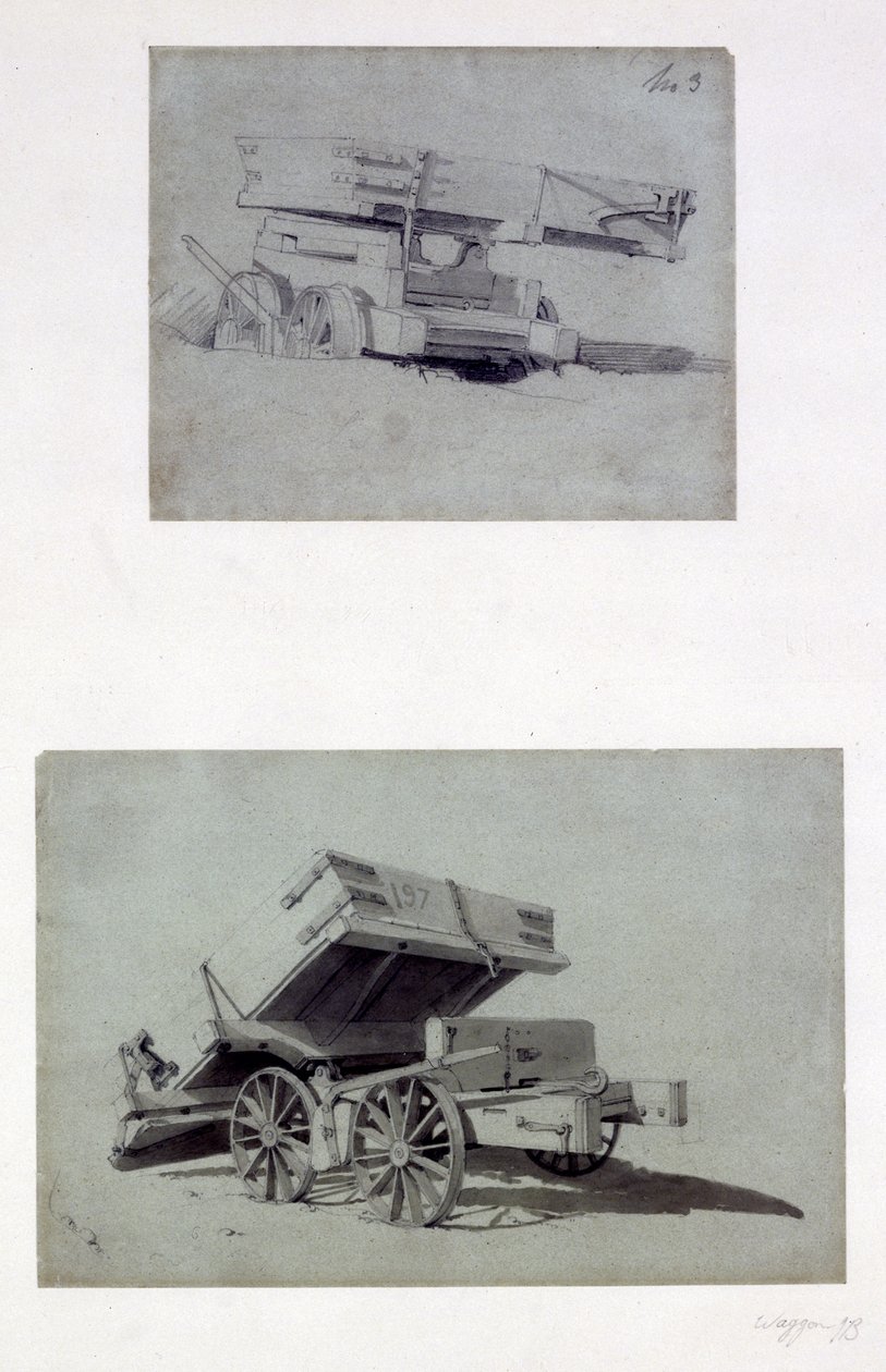 Deux exemples de wagons basculants des entrepreneurs, années 1830 - John Cooke Bourne