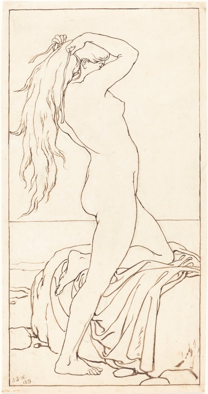 Nu debout se liant les cheveux - John Dawson Watson
