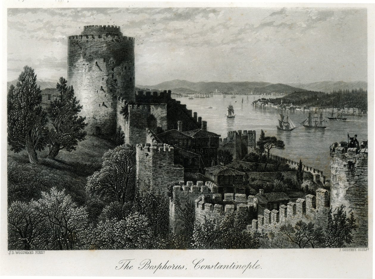 Le Bosphore, Constantinople, gravé par J. Godfrey - John Douglas Woodward