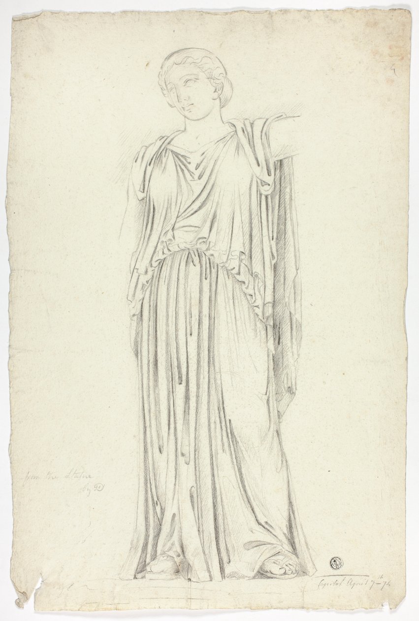 Statue Antique de Femme Drapée Debout - John Downman