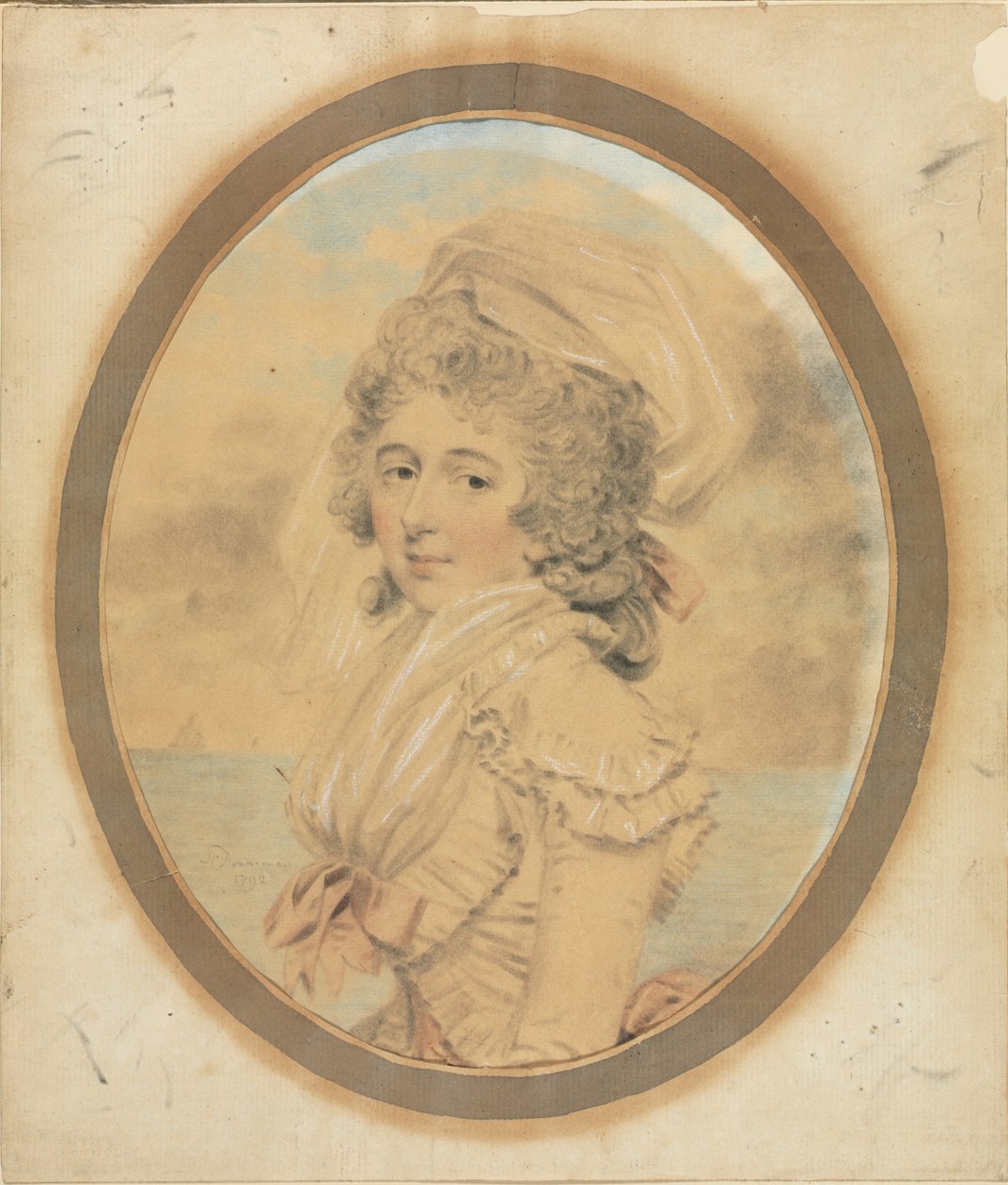 Jeune dame avec un nœud rose sur son corsage, 1792 - John Downman