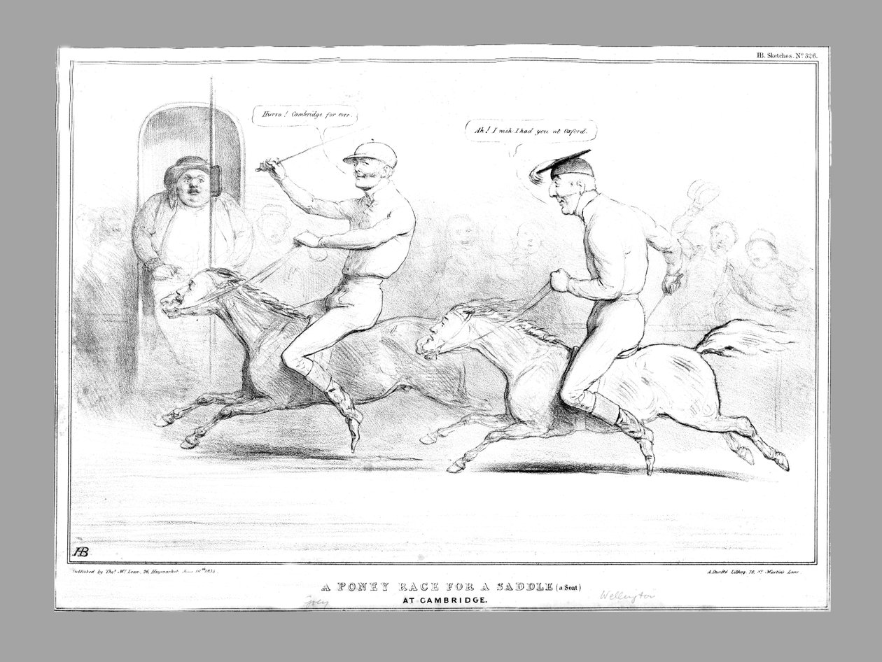 Course de poney pour une selle à Cambridge, 1834 - John Doyle