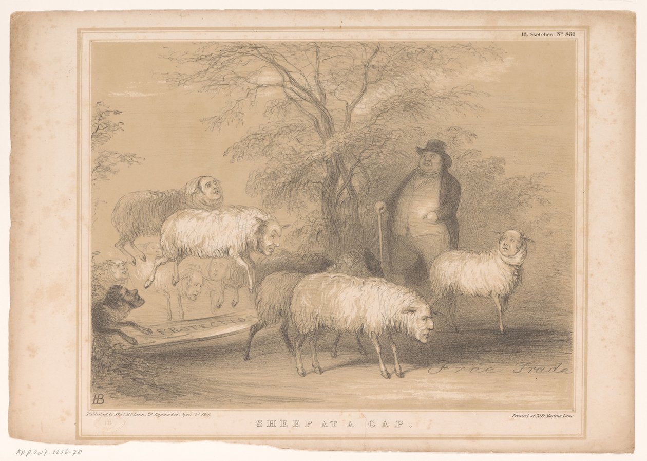 Caricature avec des moutons britanniques (HB Sketches) - John Doyle